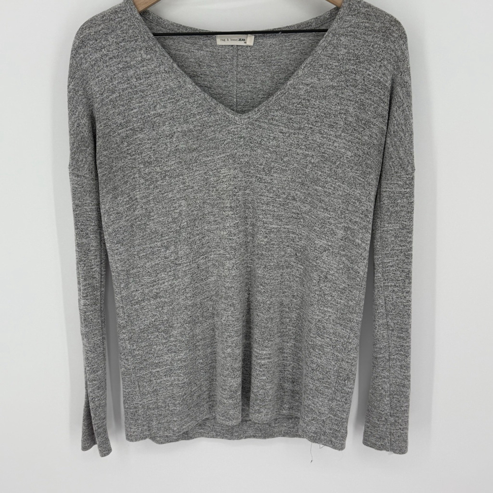 Rag & Bone Theo Long Sleeve V Neck Tee Soft XS Women’s Heather Gray